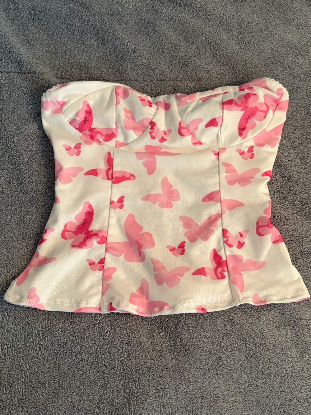 Princess Polly Strapless Peplum Corset Top US Size 2 Butterfly White